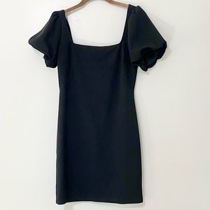 Forever 21 Puff Sleeves Square Neckline Black Mini Dress Size Large